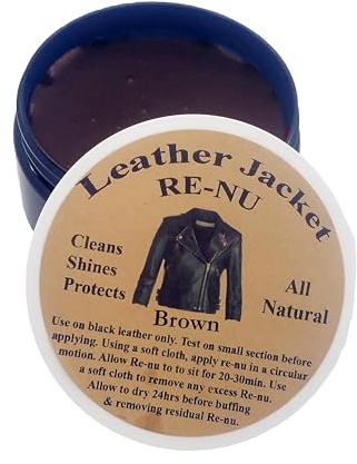 All Natural Leather Re-nu Beeswax Conditioner. Cleans, Shines and Protects. Great for Jackets, Purses, Shoes, Boots and Multi-Use. (8oz Brown Leather 1 Pack)