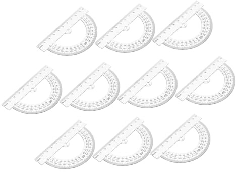 Uonlytech 10pcs Plastic Protractors Half Circle Protractor for Math Drafting Art School