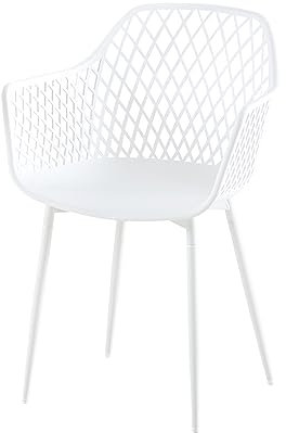 buybyroom Gartenstühle 1er Set, Lounge Sessel Outdoor Gartenstuhl Kunststoff, Balkon Stühle mit Metall Stuhlbein, 120 kg Belastbar, Weiß