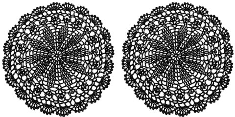 sourcing map 2Pcs Crochet Doilies, 10 Inch Handmade Crochet Table Placemats Round Lace Doilies Star Pattern Cotton Coaster for Wedding Party Decoration, Black