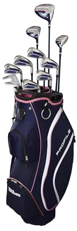 Wilson Women's Profile Complete Golf Set with Cart Bag - Right Hand, Tall, Ladies, Navy/Rose Gold/Silver