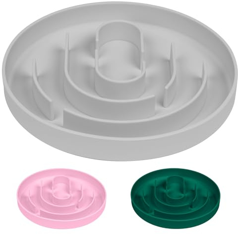 OFFCUP Slow Feeder Dog Bowl, Anti Choke Anti Bloat Cat Eating Food Bowl | Silicone Healthy Diet And Slow Digestion Puppy Feeders Suitable For Small Medium Pets (Gray)