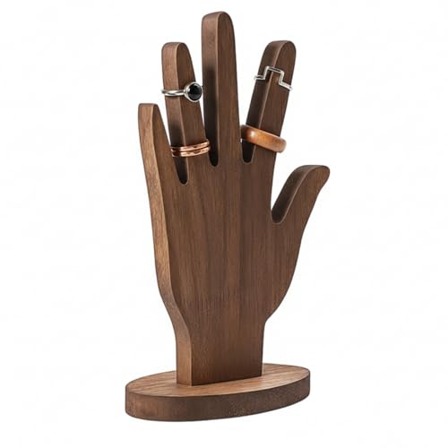 Tniytru Bracelet Holder - Walnut Finish Ring Holder & Bracelet Display Stand with Realistic Design - Multi-Functional Jewelry Organizer for Rings, Bracelets & Earrings