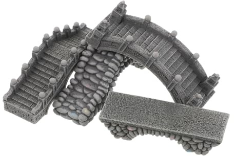 AKOOSY Miniatur Harzbrücke 4 Stück Chinesischer Stil Wetterfeste Kleiner Gartenbrücke aus Kunstharz für Feengärten Aquarien und Dioramen Dekorative Kleiner Landschaftsbrücke