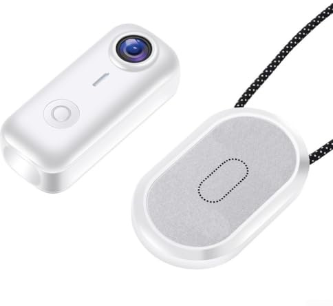 Action Camera, compatta e magnetica indossabile, videoregistratore per catturare avventure, sport, attività all'aperto, dispositivo di montaggio a mani libere (bianco)