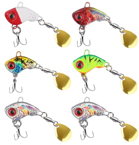 Cryptisg 6 Stück Angelköder Set, Robust und Langlebig Spinner Angeln Angelköder Set, Hochwertig und Exquisit Spinnerbait Bleikopfspinner, für Barsch für Barsch, Hecht, Zander, Wels, Döbel