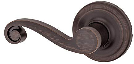 Kwikset Lido Dummy Door Handle, Single Sided Lever for Closets, French Double Doors, and Pantry, Venetian Bronze Non-Turning Left Handed Interior Push/Pull Lever, with Microban Protection