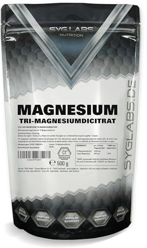 Syglabs Magnesium Citrat Pulver - Trimagnesiumdicitrat - 500g | ohne Füll- und Zusatzstoffe - vegan - Magnesiumcitrat - laborgeprüft
