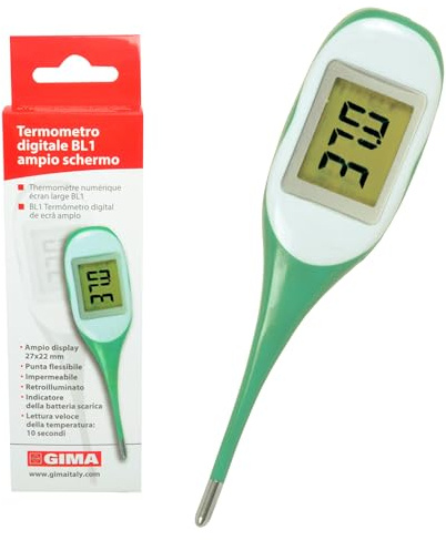 Termometro digitale con punta flessibile e schermo retroilluminato molto ampio, lettura in 10 secondi