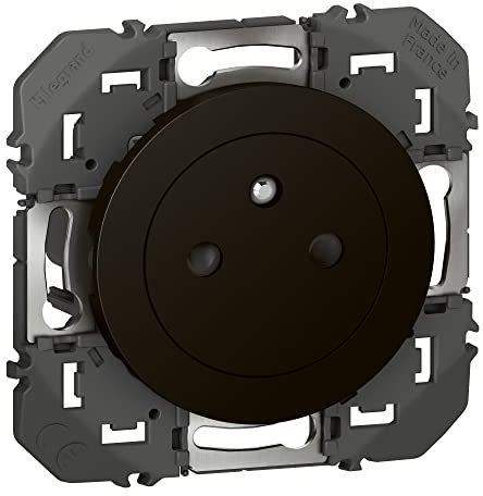 LEGRAND - Prise Electrique Murale 16A avec Terre dooxie Surface - Prise 2P + T Affleurante avec Fond Rétractable - Fabriqué En France - Noir