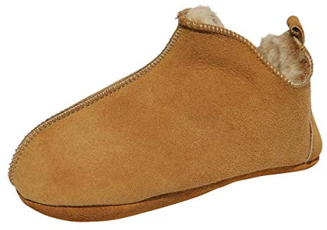 Hollert Lammfell Kinder Hausschuhe - Bali Mädchen & Jungen Fellschuhe mit weicher Sohle Cognac Schuhgröße EUR 27/28