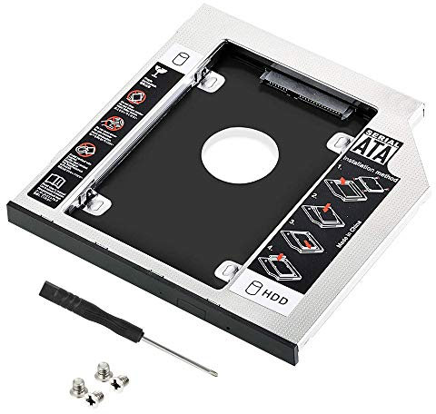 CODIRATO Hard Drive Caddy, 2 nd 2.5HDD /SSD SATA 3 Telaio per Dischi Adattatore per 9.5mm Notebook CD/DVD