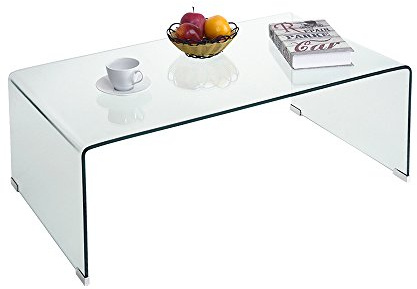 Panana Clear Tempered Glass Coffee Table 100cm Length Compact Living Room Side End Table