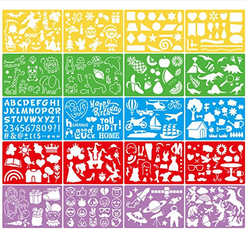 Schablonen Set,Journal Schablonen für Kinder,Scrapbooking,Fotoalbum,Gästebuch,DIY Geschenkkarten Für Geburtstage Party, Weihnachten, Kinder Ideal Geschenk,20 Stück.