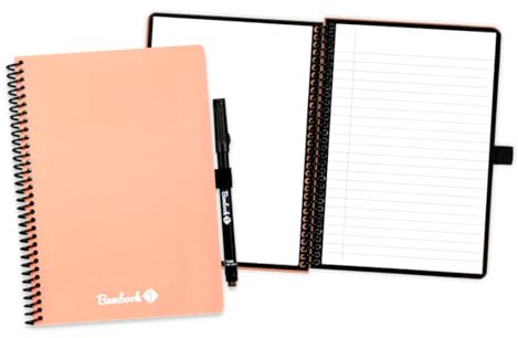 BAMBOOK Colourful Notizbuch - Rosa - A5 - Blanko & Liniert, Wiederverwendbares Notizbuch, Notizblock, Reusable Notebook