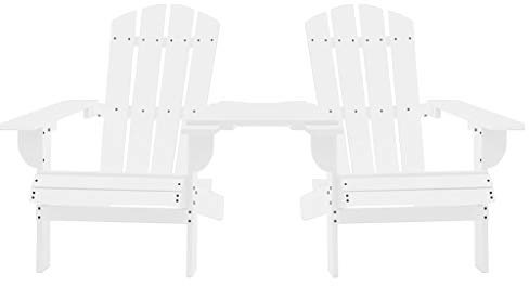 Tidyard Adirondack Gartenstuhl Gartensessel Massives Tannenholz Gartenmöbel Terrasse 2-Sitzer, Weiß