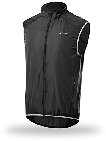 ZMMYD Gilet da Ciclismo Riflettente Uomo Antivento Traspirante Gilet Antivento da Ciclismo Bicicletta da Strada Mountain Bike MTB Giacca a Vento in Discesa,Nero,M