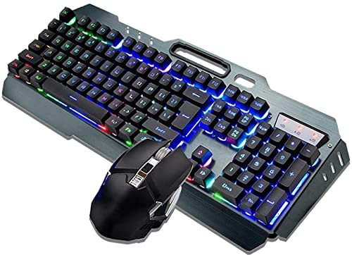 NCRD Gaming Keyboard and Mouse Set, LED Backlit Mechanical Feel Business Office Keyboard Colorful Breathing Backlit Gaming Mouse