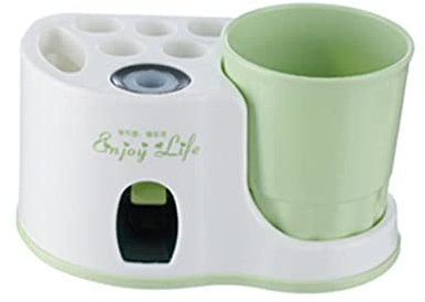 Alipis Automatic Toothpaste Dispenser Toothbrush Holder Suction Cup Green Toothpaste Squeezer Storage Rack Bathroom Accessories Punch-Free Wall Mounted Home Use