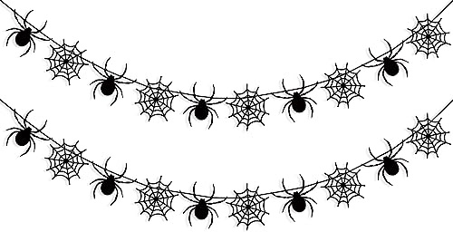 Uniwish Felt Spider Spiderweb Banner Garland Halloween Spider Web Decorations Outdoor Indoor Home Decor Spooky Themed Birthday Party Supplies Photo Props
