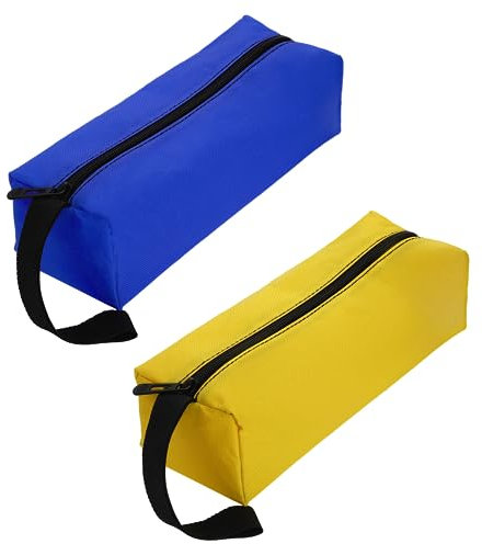 2Pcs Multipurpose Zipper Small Tool Bag, Canvas Tool Bags Small Tool Pouch Tote Bags Tool Organizer Storage Bag for Screwdriver Tool(Blue&Yellow)