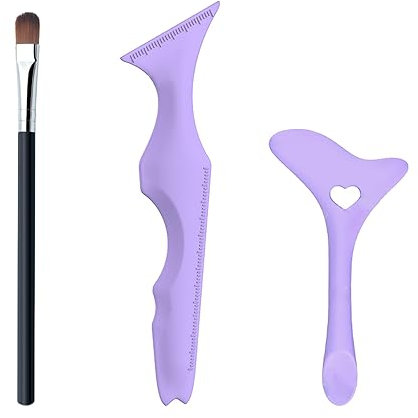 1 pochoir pour eyeliner et 1 pochoir à sourcils, 1 pinceau pour eye-liner, outil de guidage de fard à paupières, outil d'ailettes en silicone, applicateur de crème (violet)