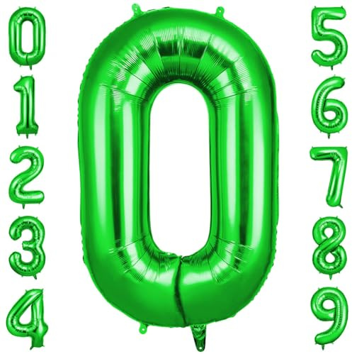 OFFCUP Palloncino Numero 0 Verde Gigante 40 Pollici Foil per Compleanno