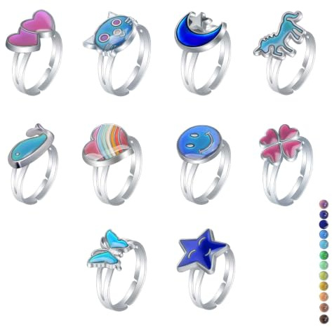 10 PCS Mood Ring for Women, 17mm Diameter Temperature Change Color Changing