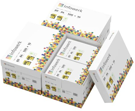 Infowerk Druckerpapier Kopierpapier 15000 Blatt 30 x 500 A4 80g Premium Hochweiß CIE 160 PEFC zertifiziert