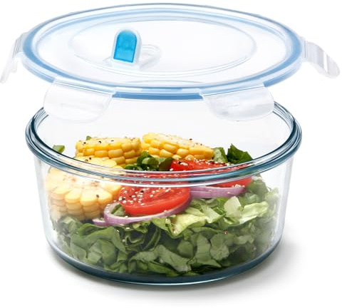 NUTRIUPS 1.6L Glasbehälter Mit Deckel, Rund Frischhaltedosen Mit Deckel, Klein Meal Prep Boxen