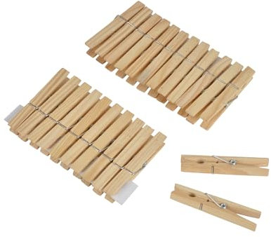 Homéa, Set de 24 Pinces à Linge Bois 7 cm Naturel