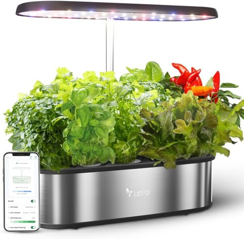 LETPOT LPH-SE Hydroponics Growing System, 12 Pods Smart Herb Garden Kit Indoor, Indoor Garden, APP & WiFi Controlled, with 24W Growing LED, 5.5L Water Tank, Pump System, Automatic Timer