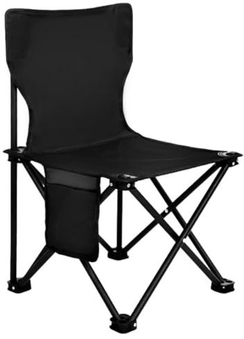 SHITOOMFE Angelstuhl Klafte Campingstühle im Freien Faltbare Stühle mit Armlehnenbecher 120 kg Kapazität für Strand schwarz l
