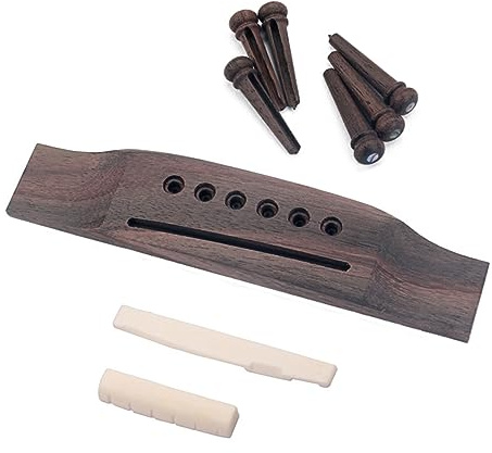 Gitarrenbrücke 1g16 Satz mit 6 Holzstiften in Kaffee | Knochen Ausführung, 1 Satz mit 6 Stück, Leicht zu Tragen und Einfach zu Verwenden