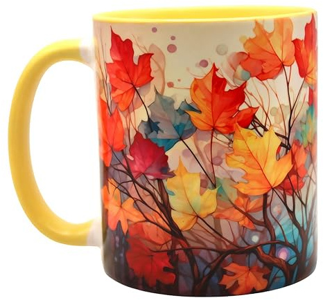 Shopi Zone Tasse en céramique avec motif d'automne, arbre et feuilles colorées, créative et unique