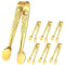 YUXIANLB 6 PCS Mini Gold Serving Tongs, 4 Inch Rose Stainless Steel Sugar Cube Tongs, Small Appetizer Tongs Ice Tongs for Coffee and Tea Party