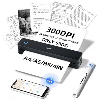 iDPRT MT610pro Impresora Térmica Portátil 300DPi Bluetooth Impresora Móvil para Viaje Impresora Térmica A4 para Vehículos, Oficina, Casa, Escuela, Compatible con iOS, Android, Tablet y Ordenador