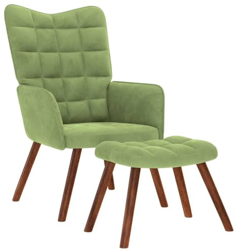 vidaXL Relaxsessel mit Hocker Hellgrün Samt