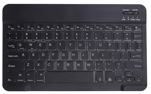 Annadue Bluetooth Keyboard, Ultra-Slim Wireless Keyboard,Wireless Backlit Keyboard Portable, Rechargeable Keyboard, QWERTY UK Layout for Android, iOS, PC Laptop Tablet Phone (Black)