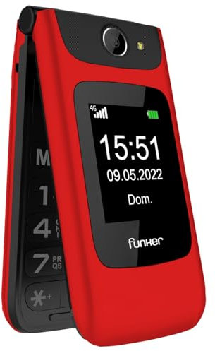 Funker Seniorenhandy 4G mit Klappdeckel C200 Comfort, große Tasten, einfache Bedienung, SOS-Taste, USB-C, Farbe Rot