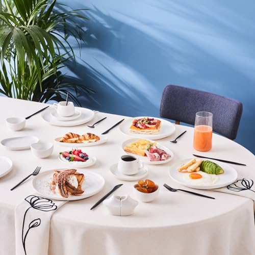KARACA Stream Bone Hole 34-Piece Breakfast Set – Modern Bone China Tableware for Everyday Dining
