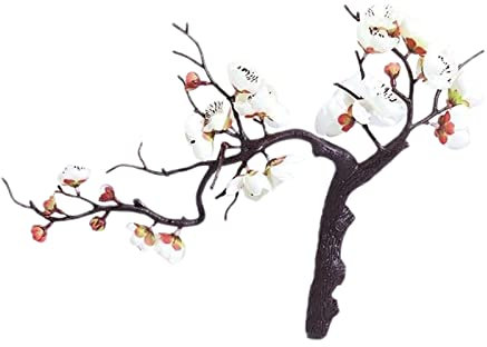 MZRAN Flor artificial de seda de ciruelo bonsái decorativo para mesa, Año Nuevo, boda, decoración del hogar y la oficina