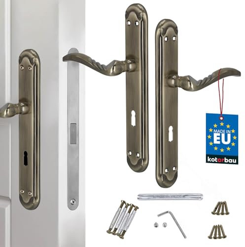 KOTARBAU® Tirador de puerta 72 mm BB herraje para puerta ZnAl, placa larga, tiradores de puerta, juego de manillas interiores, roseta larga, juego de picaporte, picaporte de puerta, picaporte decorado