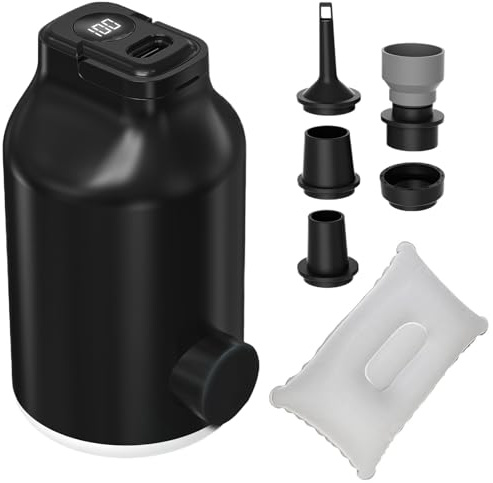 Pompa per Attrezzature Gonfiabili - Pompa Elettrica Portatile con Illuminazione E 5 Ugelli per Piscina E Gonfiabili, Per Il Libero Esterno per Materasso Pneumatico, Kayak, Piscina E