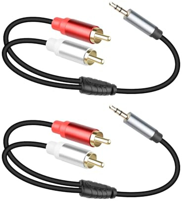 YANBORONSN Cavo audio stereo da 3,5 mm a 2 RCA, cavo adattatore audio maschio 3,5 mm a 2 maschi RCA per jack cuffie, cavo divisore stereo ausiliario per telefono, tablet, computer (30 cm/2 confezioni)