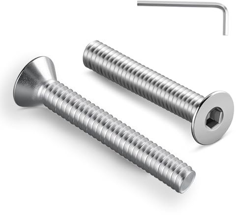 Zuyya 10 Stück M6 x 80 mm Senkkopfschrauben Edelstahl Schrauben | Innensechskant Antrieb, Edelstahl A2 V2A, M6 Schrauben Vollgewinde mit Innensechskantschlüssel