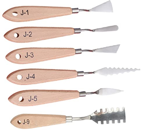 KONTONTY 6 piezas Espátulas para Pintura al Óleo con Mango de Herramientas de y para Artistas Accesorios Prácticos para Pintura Lienzo