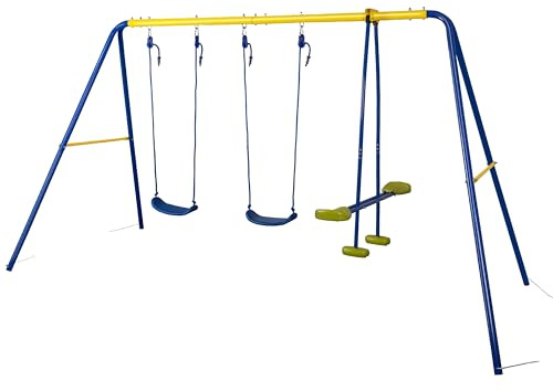 HLC Lot de Trois Balançoires pour Enfants, avec Deux Sièges de Balançoire et Une Balançoire Face à Face, Idéal pour la Maison/Parc/Jardin