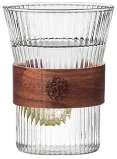 DAWSAXZKL Tasse à café en verre de style japonais 350 ml, en noyer, avec manche, verres, verres à café, tasses à thé, chope à bière