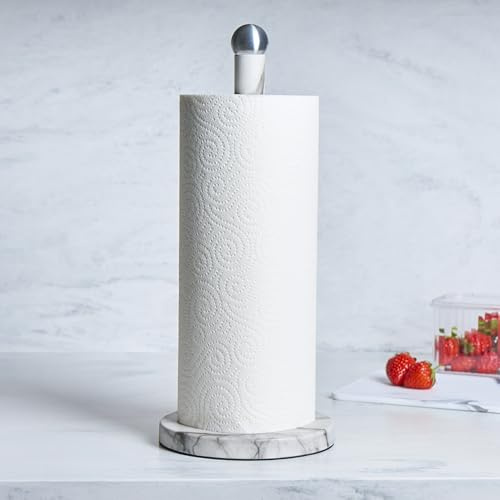 OHS Kitchen Roll Holder Free Standing, Heavy Duty Stainless Steel Waterproof and Rustproof Bathroom Kitchen Towel Holders for Home, Marble